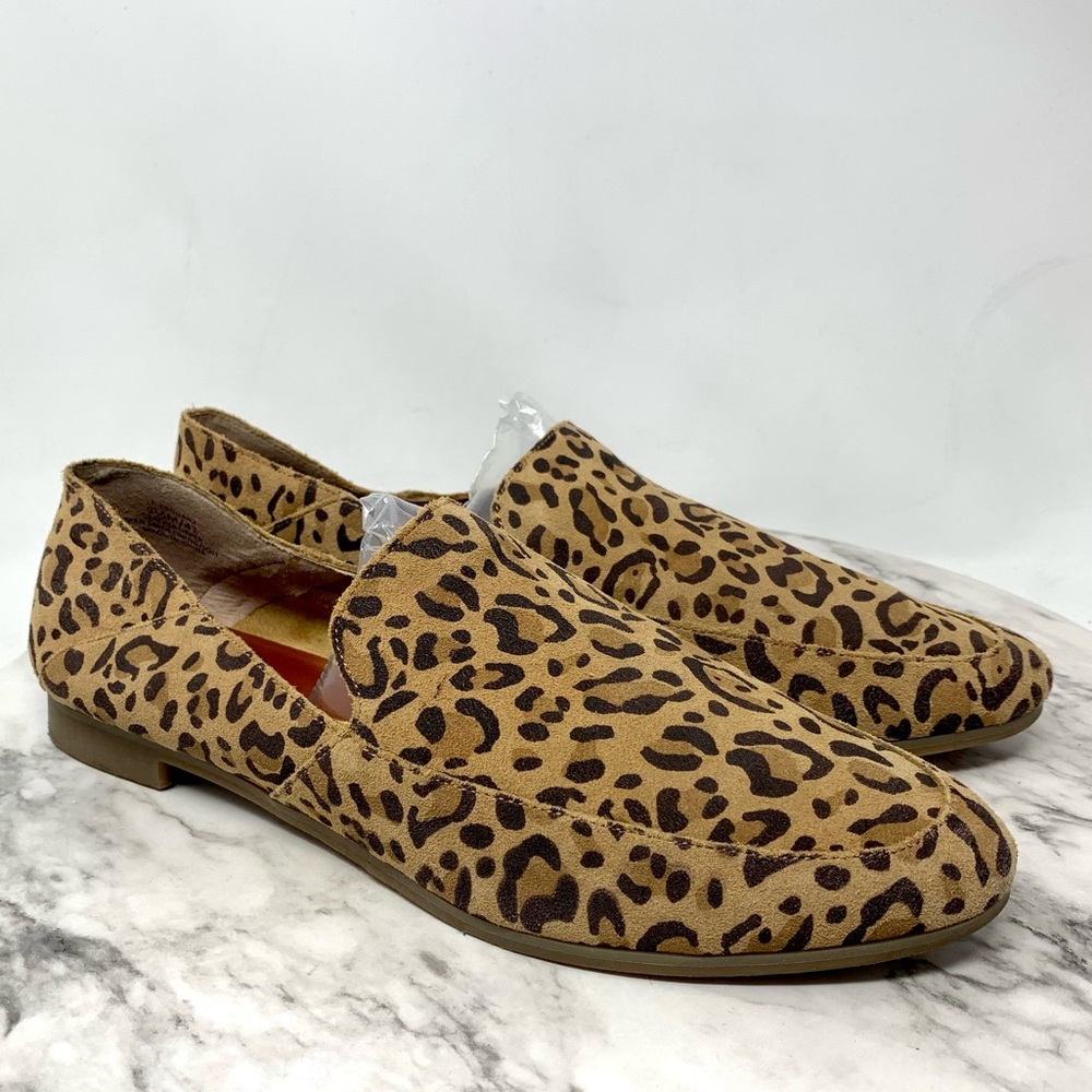 Lucky Brand Brogan Animal Print Suede Loafer Flats 9.5 Minimalist Classic Preppy